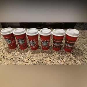 Starbucks Festive Red and White Reusable Cups
